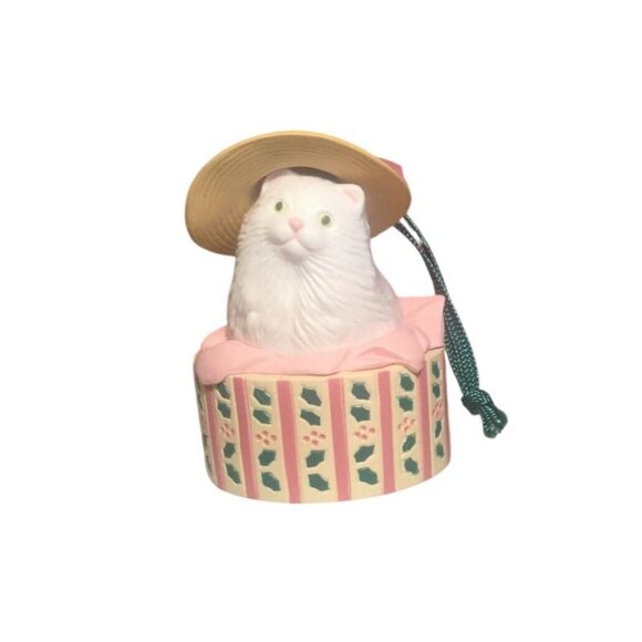 Avon Christmas Dress-up Ornament Kitty Cat in Hat Box - Picture 5 of 11